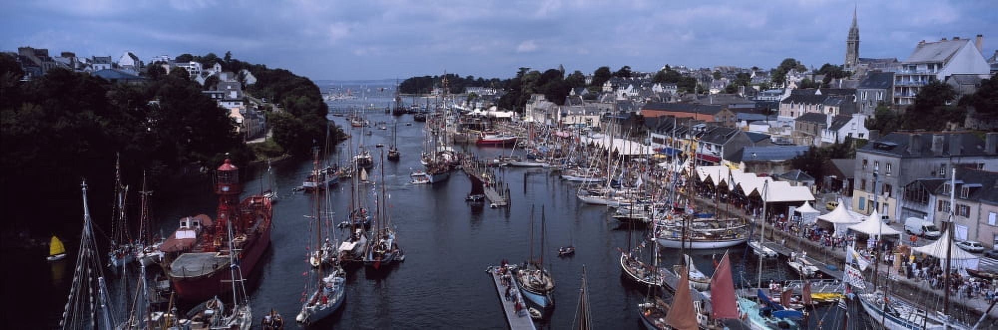 Boats at a harbor Port Rhu Harbour Douarnenez Finistere Brittany France Canvas Art - Panoramic Images (27 x 9)