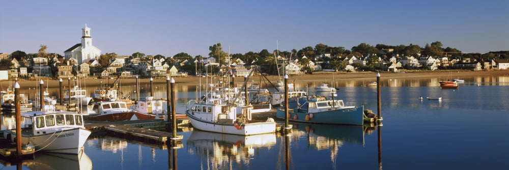 Boats at a harbor Provincetown Cape Cod Barnstable County Massachusetts USA Canvas Art - Panoramic Images (12 x 36)