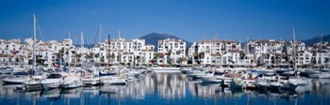 Boats at a harbor Puerto Banus Costa Del Sol Andalusia Spain Canvas Art - Panoramic Images (18 x 6)
