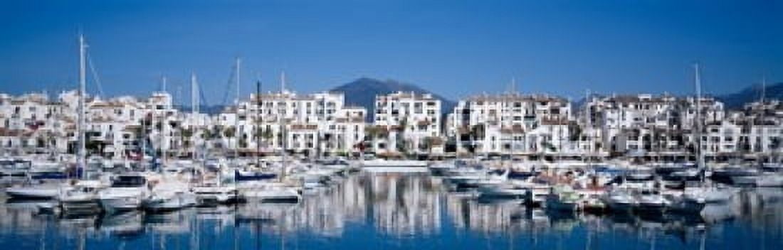 Boats at a harbor Puerto Banus Costa Del Sol Andalusia Spain Canvas Art - Panoramic Images (36 x 12)