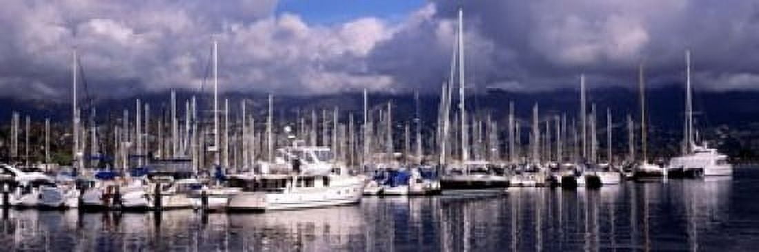Boats at a harbor Santa Barbara Harbor Santa Barbara California USA Canvas Art - Panoramic Images (18 x 6)