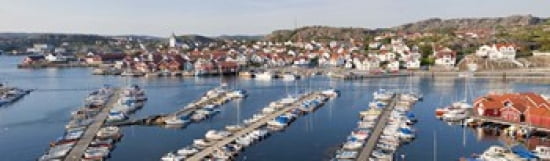 Boats at a harbor Skarhamn Tjorn Bohuslan Vastra Gotaland County Sweden Canvas Art - Panoramic Images (38 x 12)