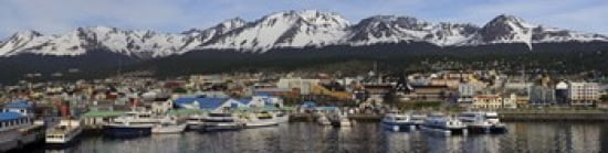 Boats at a harbor Ushuaia Tierra Del Fuego Patagonia Argentina Canvas Art - Panoramic Images (40 x 10)