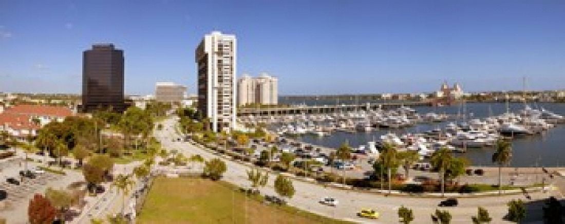 Boats at a marina West Palm Beach Palm Beach County Florida USA Canvas Art - Panoramic Images (30 x 12)