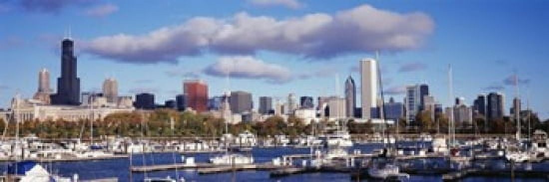 Boats docked at Burnham Harbor Chicago Illinois USA Canvas Art - Panoramic Images (18 x 6)