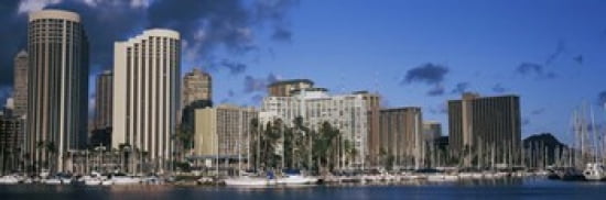 Boats docked at a harbor Honolulu Hawaii USA 2010 Canvas Art - Panoramic Images (36 x 12)