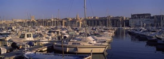 Boats docked at a harbor Marseille Bouches-Du-Rhone Provence-Alpes-Cote dAzur France Canvas Art - Panoramic Images (36 x 13)
