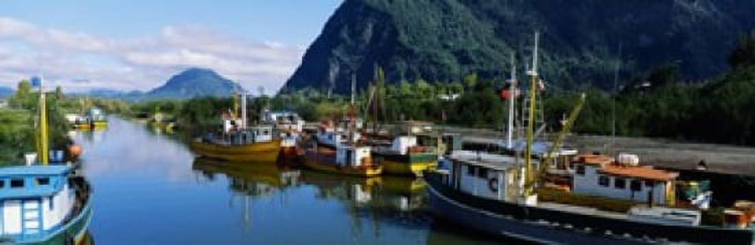 Boats docked at a harbor Puerto Aisen AISEN Region Patagonia Chile Canvas Art - Panoramic Images (18 x 6)