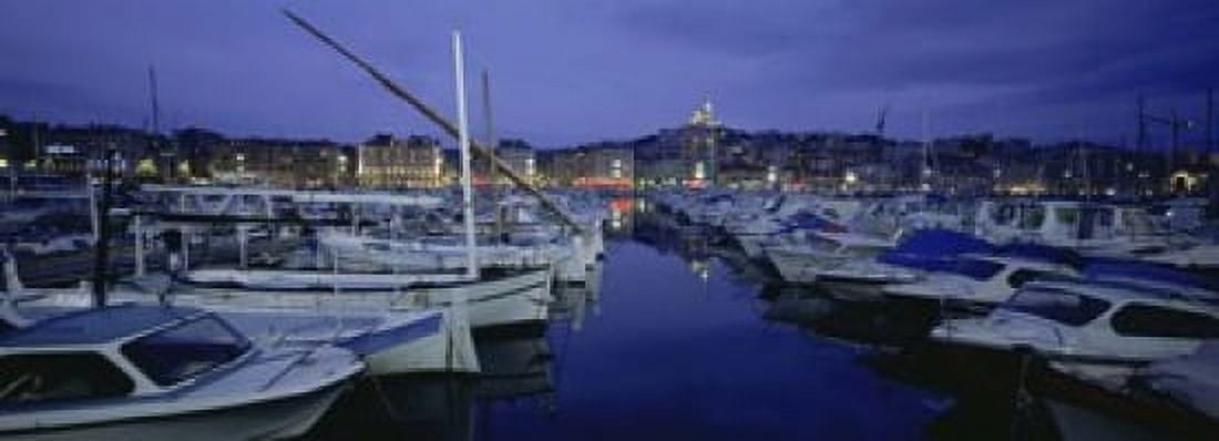 Boats docked at a port Old Port Marseille Bouches-Du-Rhone Provence-Alpes-Cote Daze France Canvas Art - Panoramic Images (18 x 7)