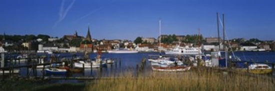 Boats docked at the harbor Flensburg Harbor Munsterland Germany Canvas Art - Panoramic Images (36 x 12)