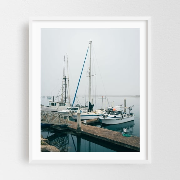 Boats in Morro Bay 02 - Morro Bay California Photography Boat Harbor Coast Ocean White Framed Wall Art Print 18 x 24 inches