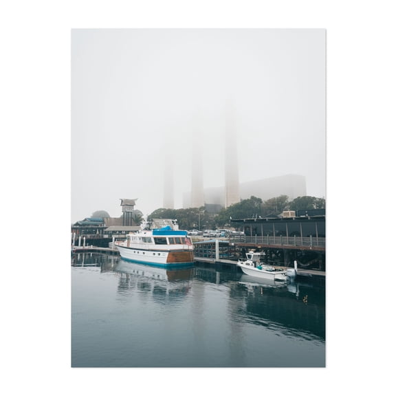 Boats in Morro Bay 06 - Morro Bay California Photography Harbor Boat Coastal Foggy Scenic Unframed Wall Art Print 5 x 7 inches