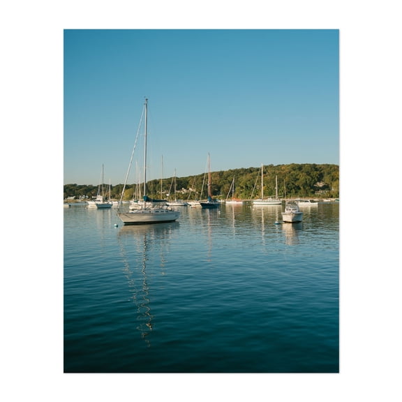 Boats in Northport Harbor - Northport New York Photography Boat Harbor Scenic Water Landscape Coastal Summer Unframed Wall Art Print 9 x 12 inches