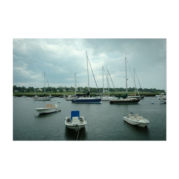Boats in Southport - Fairfield Connecticut Photography Harbor Boat Ocean Coastal Water Scenic Landscape Unframed Wall Art Print 40 x 60 inches