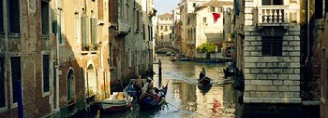 Boats in a canal Castello Venice Veneto Italy Canvas Art - Panoramic Images (18 x 7)