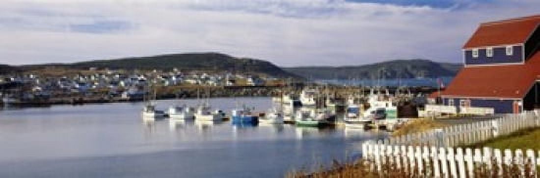 Boats in a harbor Bonavista Harbour Newfoundland Newfoundland And Labrador Canada Canvas Art - Panoramic Images (18 x 6)