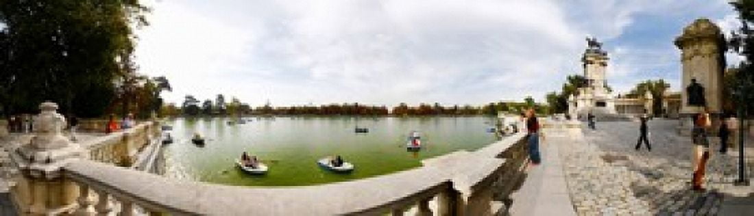 Boats in a lake Buen Retiro Park Madrid Spain Canvas Art - Panoramic Images (20 x 6)