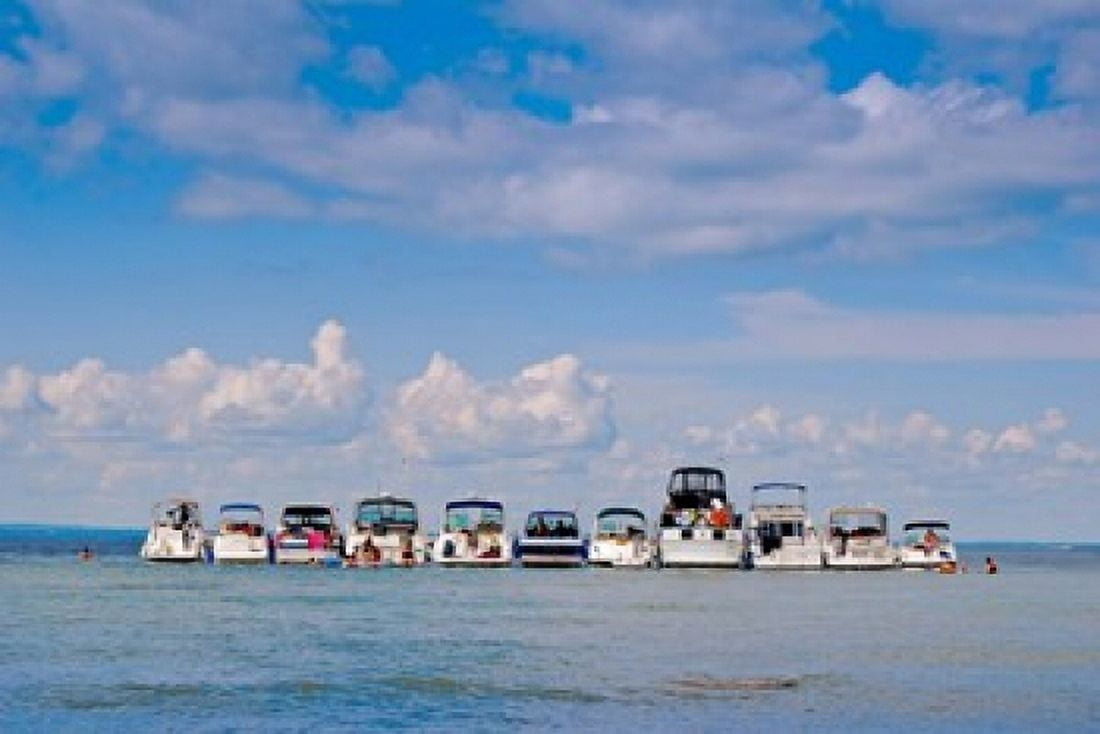 Boats in a lake Lake Simcoe Ontario Canada Canvas Art - Panoramic Images (36 x 25)