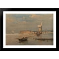 thumbnail image 1 of Boats in a port 40x28 Large Black Wood Framed Print Art by Konstantinos Volanakis, 1 of 2