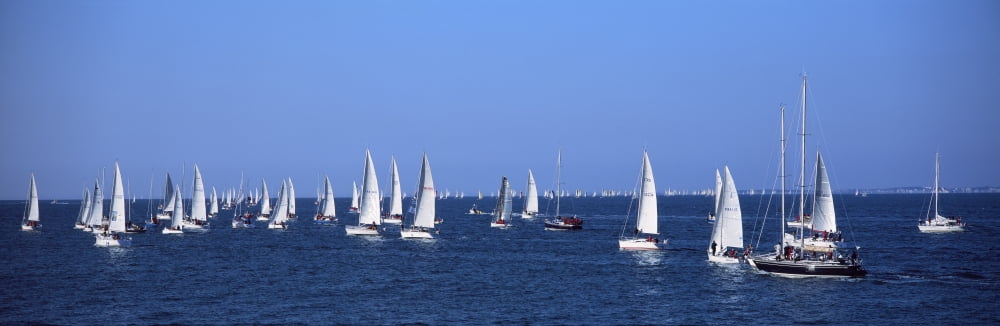 Boats in regatta Quiberon Bay Morbihan Brittany France Canvas Art - Panoramic Images (36 x 12)