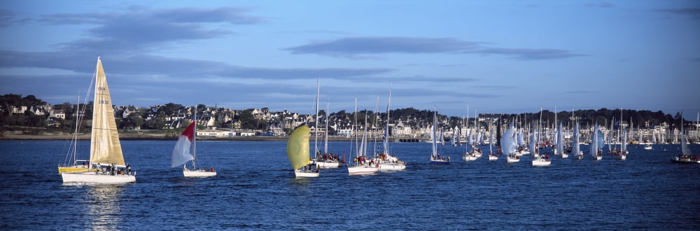 Boats in regatta Quiberon Bay Morbihan Brittany France Canvas Art - Panoramic Images (36 x 12)