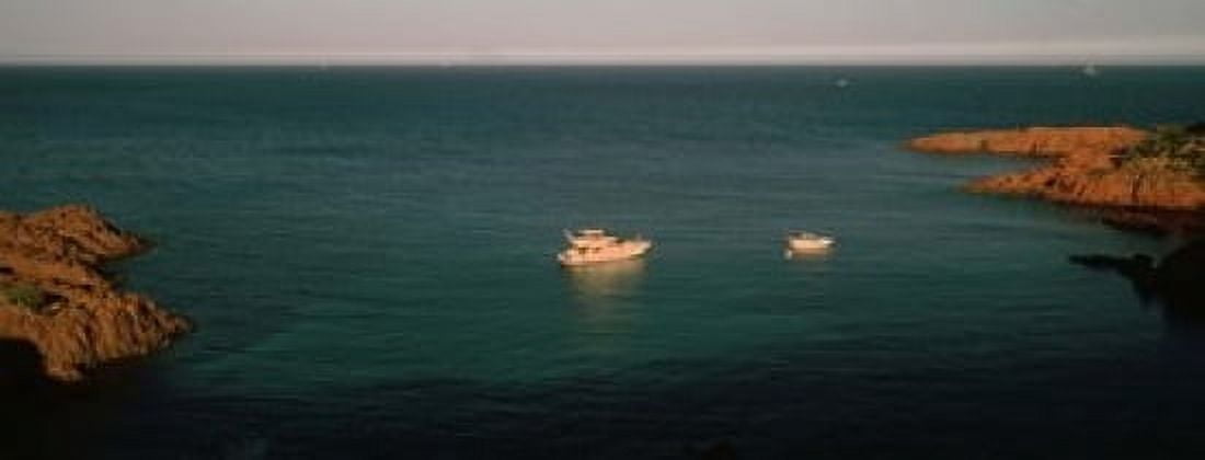 Boats in the sea Esterel Massif French Riviera Provence-Alpes-Cote dAzur France Canvas Art - Panoramic Images (15 x 6)