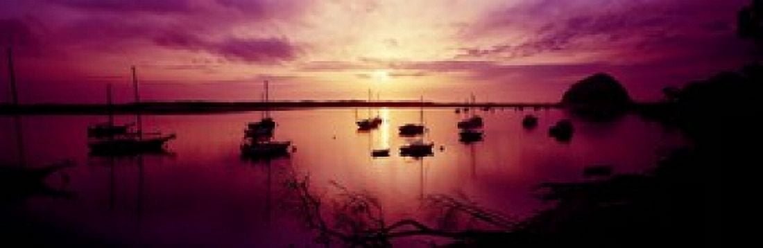 Boats in the sea Morro Bay San Luis Obispo County California USA Canvas Art - Panoramic Images (18 x 6)