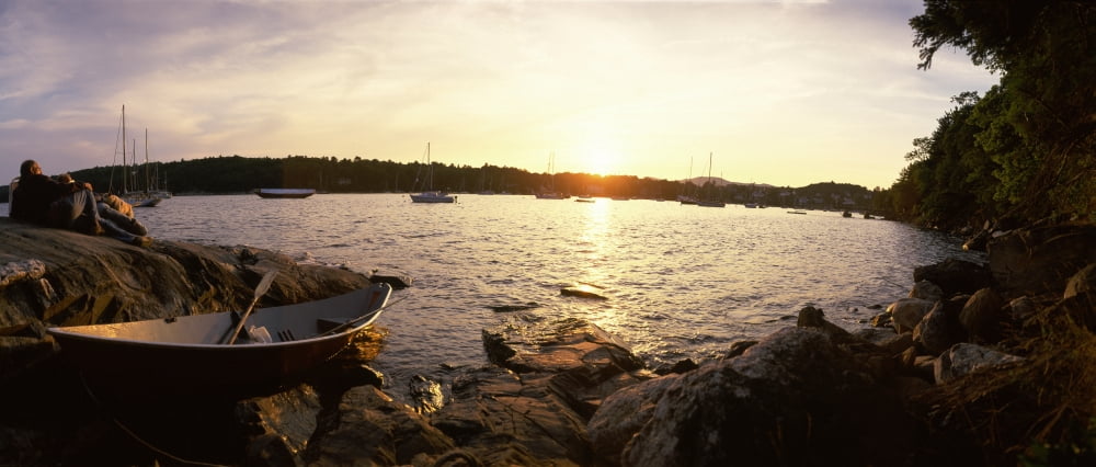 Boats in the sea Oregon USA Canvas Art - Panoramic Images (6 x 15)