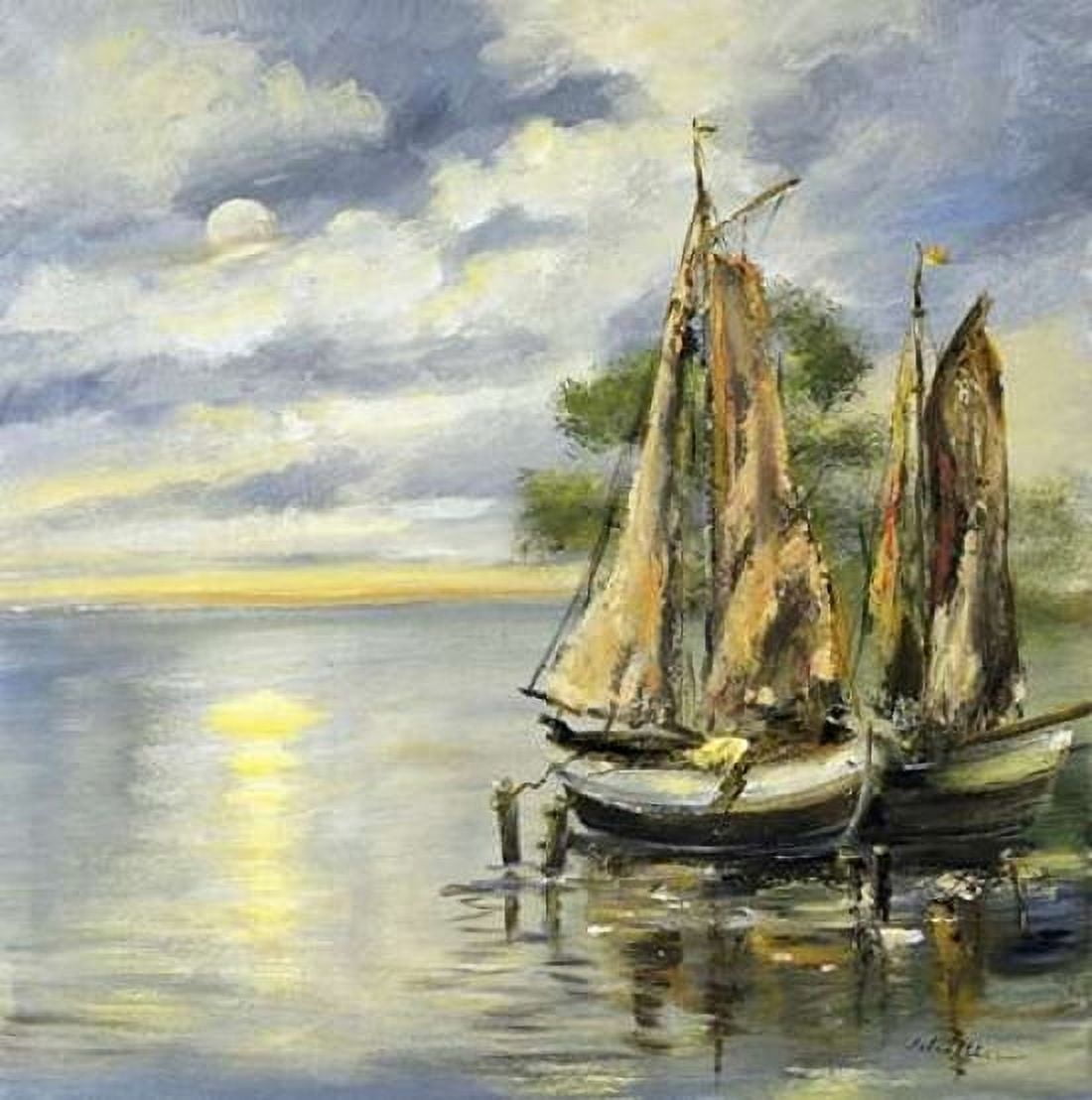 Boats lie at anchor Canvas Art - Katharina Schottler (24 x 24)