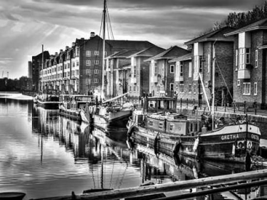 Boats moored at Greenland Dock Surrey Quays Canvas Art - Assaf Frank (18 x 24)