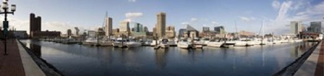 Boats moored at a harbor Inner Harbor Baltimore Maryland USA 2009 Canvas Art - Panoramic Images (20 x 5)