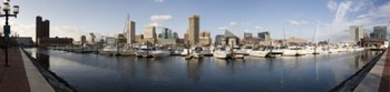Boats moored at a harbor Inner Harbor Baltimore Maryland USA 2009 Canvas Art - Panoramic Images (40 x 10)