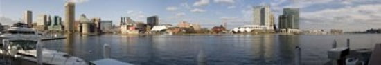Boats moored at a harbor Inner Harbor Baltimore Maryland USA 2009 Canvas Art - Panoramic Images (44 x 8)