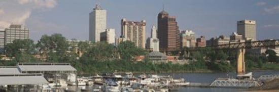 Boats moored at a harbor Mud Island Memphis Tennessee USA Canvas Art - Panoramic Images (36 x 12)