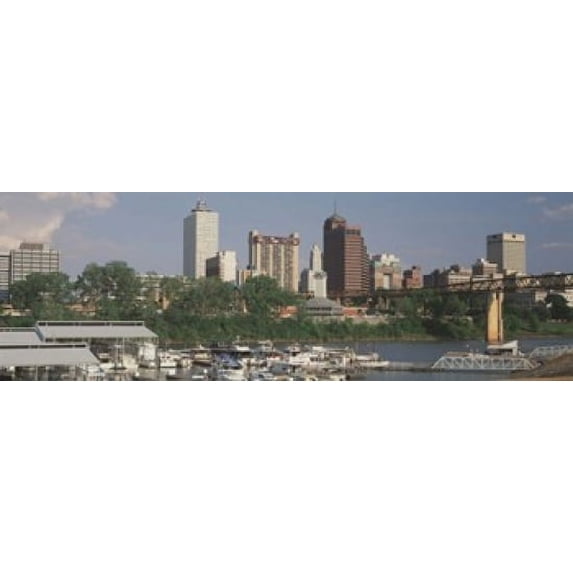 Boats moored at a harbor, Mud Island, Memphis, Tennessee, USA Poster Print (18 x 6)