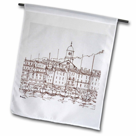 3dRose, Boats moored in the harbor, Saint-Tropez, French Riviera, France, 12 x 18 inch Garden Flag