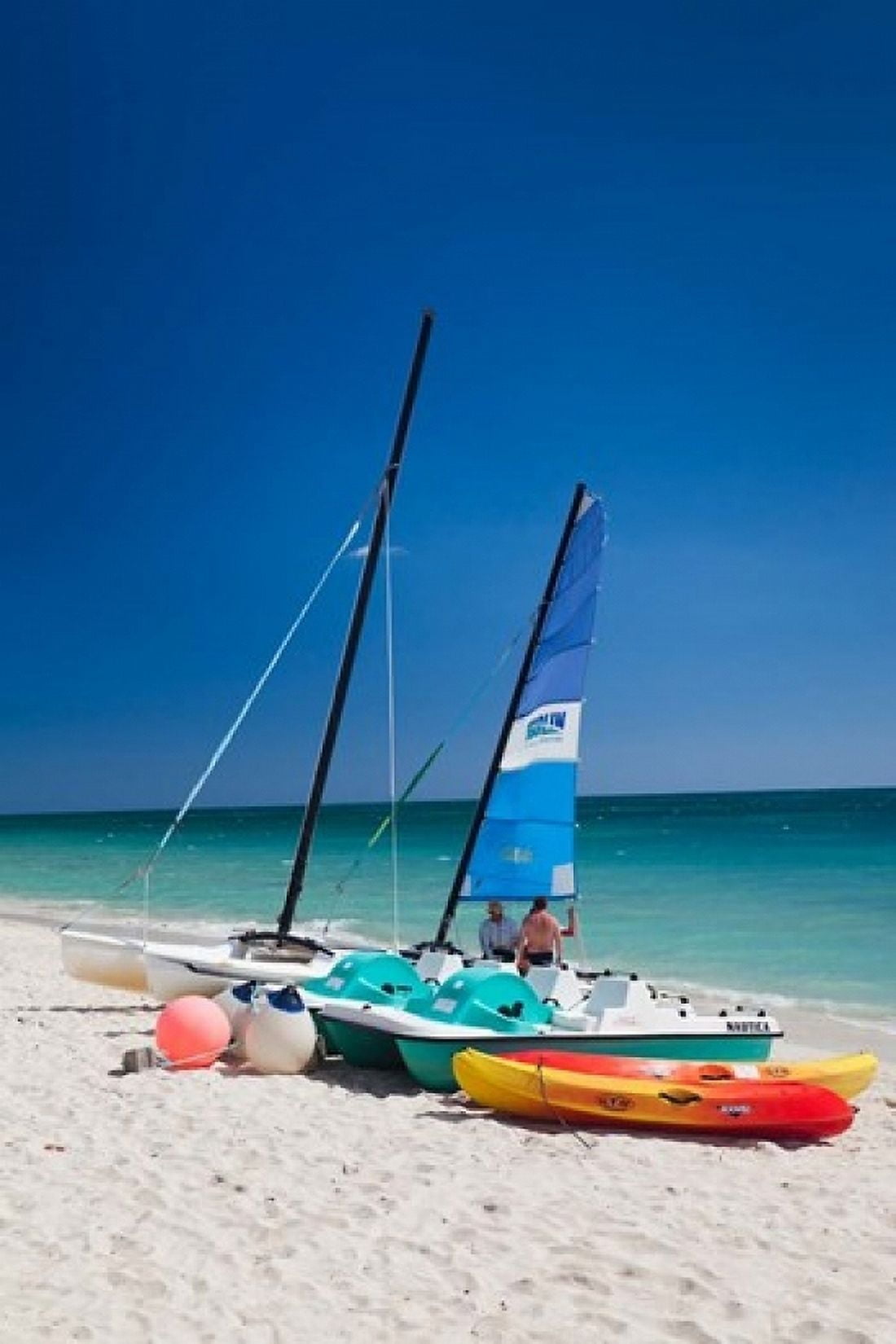 Boats on Playa Ancon beach Cuba Canvas Art - Walter Bibikow DanitaDelimont (24 x 36)