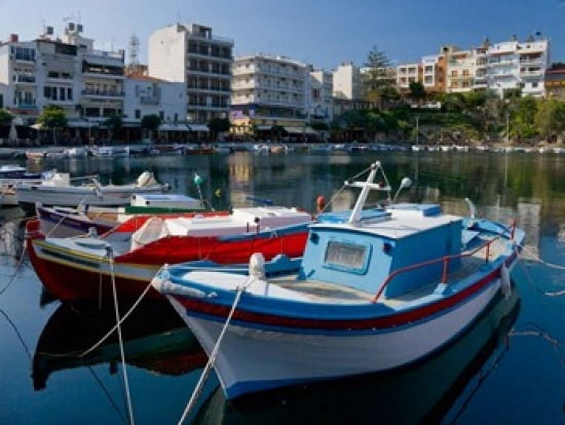 Boats on The Lake Agios Nikolaos Crete Greece Canvas Art - Scott T Smith DanitaDelimont (24 x 18)