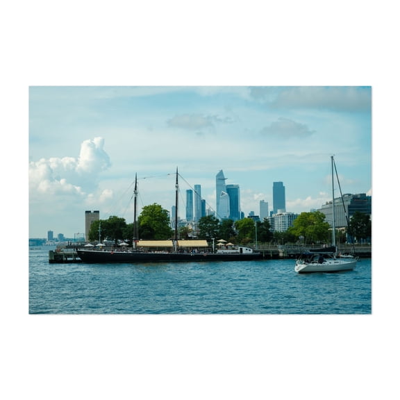 Boats on the Hudson 01 - Manhattan New York Photography Skyline City Harbor Boat Travel Poster Architecture Unframed Wall Art Print 4 x 6 inches