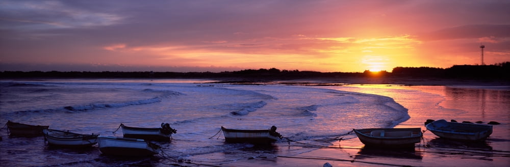 Boats on the beach Pors Carn Finistere Brittany France Canvas Art - Panoramic Images (27 x 9)