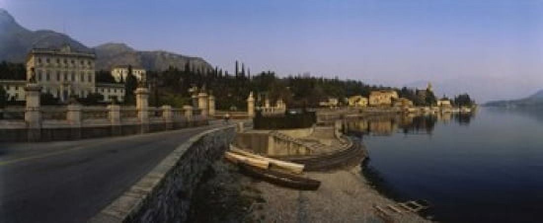 Boats on the coast Lombardy Lake Como Italy Canvas Art - Panoramic Images (15 x 6)