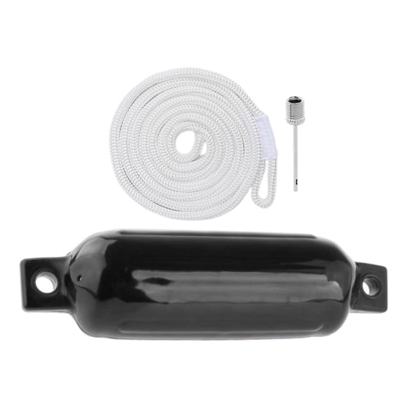 Boats s, Inflatable Boat Marine Sun Protection Water Resistant 6"x20" Mooring Buoy Marine Docking for Pontoon Boat, Sailboats, Row Boats White Rope Black