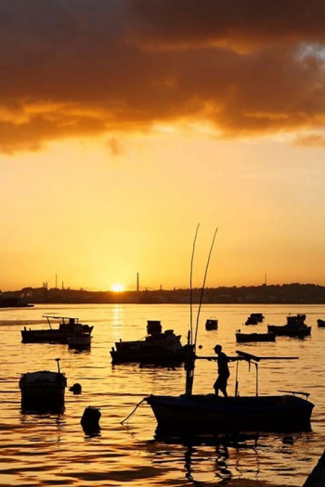 Boats silhouetted at sunrise Havana Harbor Cuba Canvas Art - Adam Jones DanitaDelimont (13 x 19)