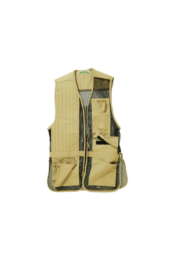 Bob Allen Mesh Shooting Vest, Khaki, Left Hand, Extra Large,