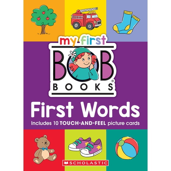 Bob Books My First Bob Books - First Words Board Book with Touch-And-Feel Picture Cards Up to Age 3 (Reading Readiness), (Board Book)