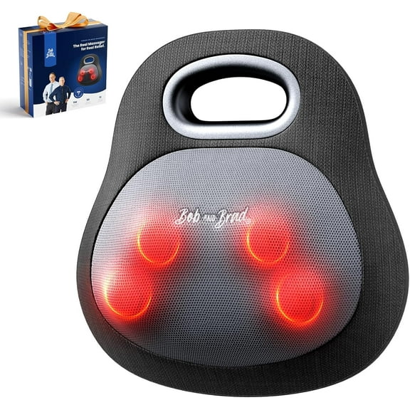 Bob and Brad 3-in-1 EZBack Cordless Back Massager, Shiatsu Massager Pillow with Smoothing Heat Deep 4D Kneading for Neck Back Leg Pain Relief, Portable Machine with Handle Relaxation at Office Home