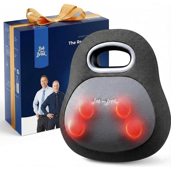 Bob and Brad 3-in-1 EZBack Cordless Back Massager, Shiatsu Massager Pillow with Smoothing Heat Deep 4D Kneading for Neck Back Leg Pain Relief, Portable Machine with Handle Relaxation at Office Home