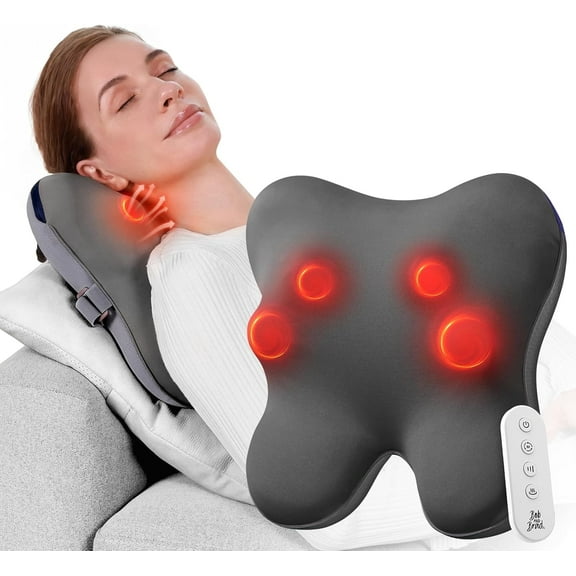 Bob and Brad Back Massager with Heat and Remote, EZ-Back Plus Neck Massager for Neck Pain Relief Deep Tissue, Electric Shiatsu 3D Kneading Massage Pillow with 3 Level for Neck, Back, Shoulders
