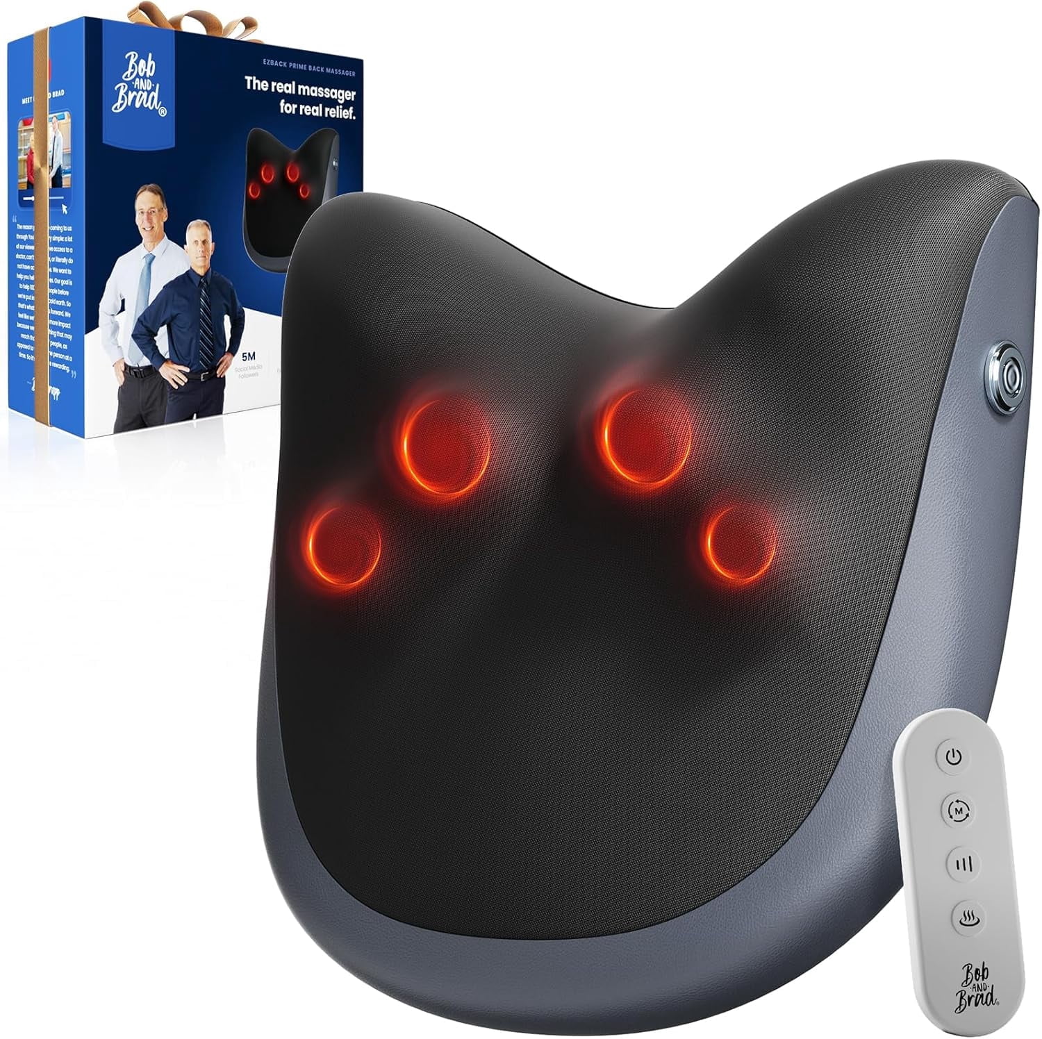 Bob and Brad Shiatsu Back Massager for Pain Relief 4D Deep EZBack Prime Corded Design Back Massager with Heat for Neck Back,Shoulders,Body Muscle Tissue Gifts for Women Men