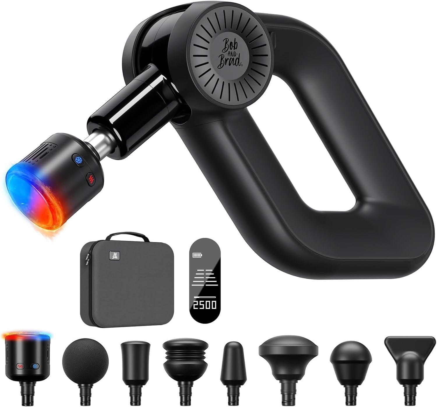 Bob and Brad D6 Pro Max+ Massage Gun with Heat & Cold Head, 16mm Deep Tissue Muscle Massager with 16mm Amplitude for Athletes Muscle Recovery, Handheld Professional Back Machine Pain Relief Gifts